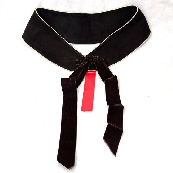 Auc Valentino wide Lamb Suede Dark Brown Self tie Belt main image 12